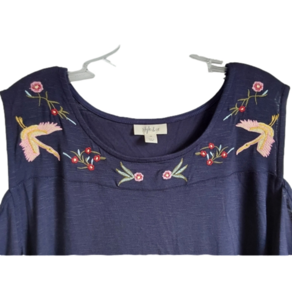 Embroidered Cold Shoulder Top - Picture 6 of 10